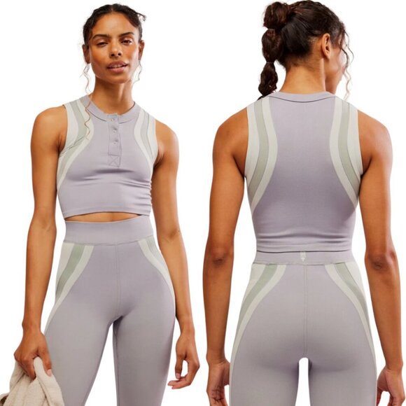 NWOT Free People FP Movement Free Kick Muscle Tank Crop Top Women's M/L Purple - Picture 1 of 13
